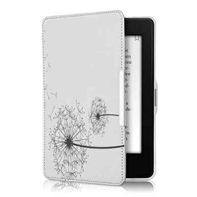 Immagine di kwmobile Custodia eReader Compatibile con Amazon Kindle Paperwhite Cover eBook Reader Flip Case nero/bianco Soffione