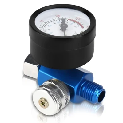 Immagine di Regolatore di pressione dell&#039;aria, manometro da 1/4 &quot;per pistola a spruzzo con vernice ad aria valvola controllo del compressore d&#039;aria