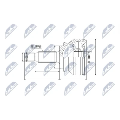 Immagine di NTY NPZ MS 061 Kit Giunto Omocinetico Assale anteriore Dx, Sx con anello sicurezza lato posteriore MITSUBISHI: Outlander 2 SUV
