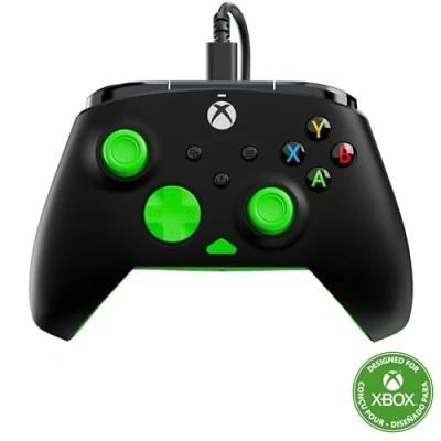 Immagine di Turtle Beach Rematch Core Nero/Verde Gamepad cablato Con licenza per Xbox Series XS, One e PC Pulsanti audio, motori Rumble grilletti a impulsi, cavo da 3 m