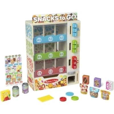 Immagine di Melissa &amp; Doug Set da Gioco Distributore Automatico in Legno Ordina, Riempi, Scegli, Cibo Giocattolo per Bambini e Bambine dai 3 Anni su