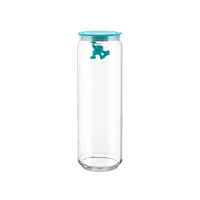Immagine di Alessi Storage Jar Gianni A Little Man Holding On Tight AMDR08 AZ Blue 2 L by Mattia Di Rosa
