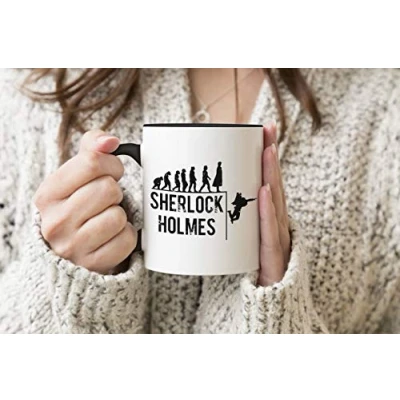 Immagine di Sherlock Holmes Sherlokian Evolution Black Handle Mug Coffee Tea 312ml Cup