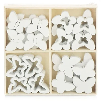 Immagine di com four® 32x Decoro a Farfalla Piccole Farfalle in Legno Quattro Motivi per Decorazioni da tavola e Primaverili (32 Pezzi V2)