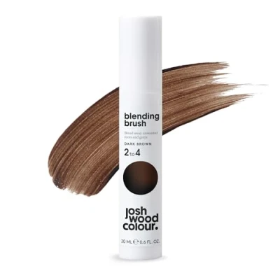 Immagine di Josh Wood Blending Brush (marrone scuro) Radice grigia ritocco per coprire la ricrescita tra una colorazione e l&#039;altra, copertura istantanea, temporaneo, si lava via, vegano (20 ml)