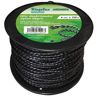 Immagine di RIEGOLUX filo decespugliatore nylon elicoidale, nero, 4 mm x 100 m, per disco decespugliatore, di tosaerba, giardino ed esterno