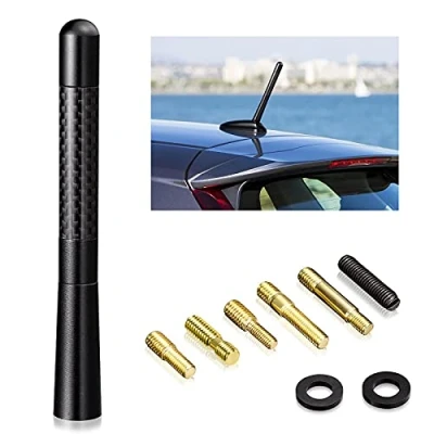 Immagine di Bingfu Antenna Radio Auto Corta Amplificata Autoradio FM AM Universale 12cm 6 Viti Incluse M4.0 M5.0 M6.0 di Diverse Dimensioni Rod Tetto Nere per Tuner Stereo Veicolo Jeep Camion SUV