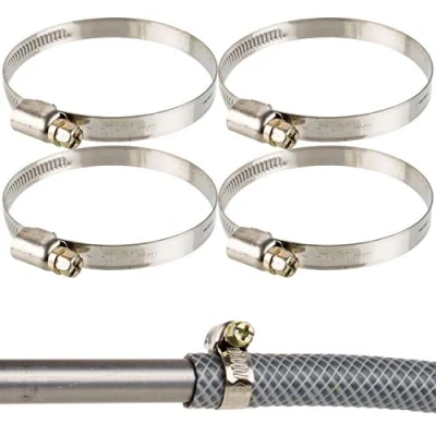 Immagine di Fascette stringitubo professionali con vite senza fine, campo di serraggio 50 70 mm, confezione 4 pz in acciaio W2, impronta a croce, banda larga 9 fascetta per tubo lavastoviglie