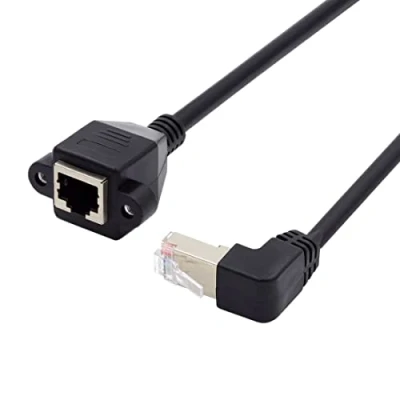 Immagine di Chenyang fino ad angolo di 90 gradi STP UTP Cat 5e maschio a femmina montaggio pannello rete Ethernet cavo prolunga 30 cm