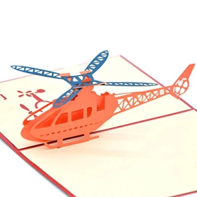 Immagine di Medigy Pop up 3D Biglietto d&#039;auguri fatto a mano, Scheda in bianco,Elicottero
