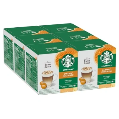 Immagine di STARBUCKS Caramel Macchiato by Nescafé Dolce Gusto Latte Caramello e Caffè, 6 confezioni da 12 capsule (72 compatibili Gusto)