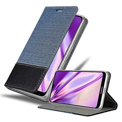 Immagine di Cadorabo Custodia Libro Compatibile con Huawei Y6S in Azzurro Scuro Nero Vani di Carte, Funzione Stand e Chiusura Magnetica Portafoglio Cover Case Wallet Book Etui Protezione