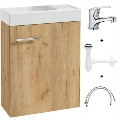 Immagine di Deftrans lavabo per gli ospiti con mobiletto 50 x 70 23 cm, ospiti, piccolo set Mobile in rovere Craft sifone e rubinetto