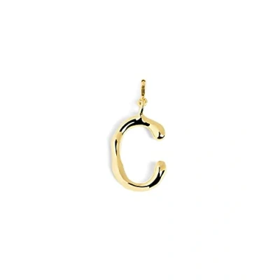 Immagine di SINGULARU Charm Letter XL Oro Pendente Iniziale in Ottone con Finitura Placcata 18kt Lettere A Z Combinabile Collana Gioielli da Donna Lettera C