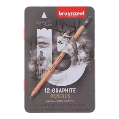 Immagine di Bruynzeel Expression Matita di grafite Set 12 Matite in latta 2H 9B per schizzi e disegni