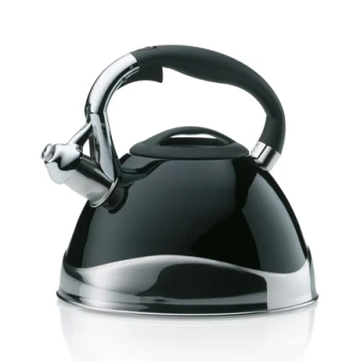 Immagine di Kela 11656, Bollitore a fischio, Adatto Anche Piani induzione, 3 l, Acciaio Inox, Varus, Nero, Inossidabile, H 21,5cm / ∅ 22cm 3l