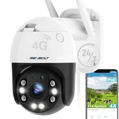 Immagine di GENBOLT Telecamera Wi Fi Esterno [DC&amp;PoE],2.5K Videocamera Sorveglianza Esterni PoE CCTV IP Camera Sicurezza con Visione Notturna a Colori, PTZ 4X Zoom Digitale, 2 Audio Allarme Sonoro e Luminoso
