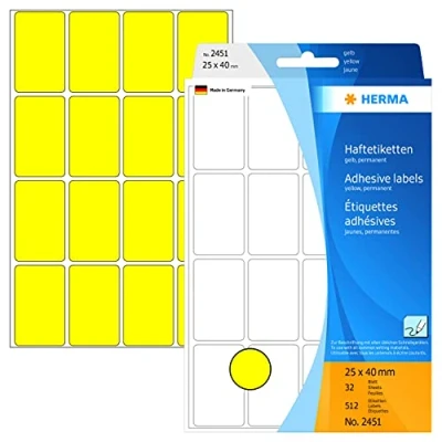 Immagine di Herma Multi purpose labels 25x40mm yellow 512 pcs.