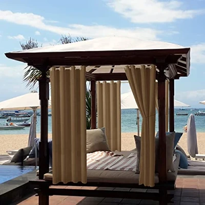 Immagine di ele ELEOPTION Tenda per Esterni, Impermeabile, Protezione dai Raggi UV, con Occhielli, Oscurante, Giardino, Cortile, Balcone, Marrone, 1 Pezzo / 132 X 240cm