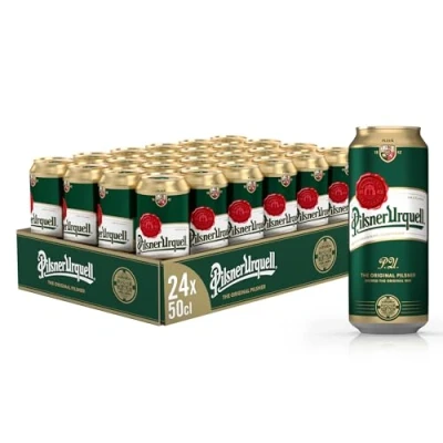 Immagine di Pilsner Urquell Birra Pils, Cassa Con 24 Birre In Lattina Da 50 Cl, 12 L, Gusto Pieno Intensamente Luppolato, Gradazione Alcolica 4.4% Vol