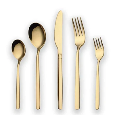 Immagine di set di posate placcato oro 30 titanio Berglander, dorate, in argento, servizio per 6 (oro lucido)