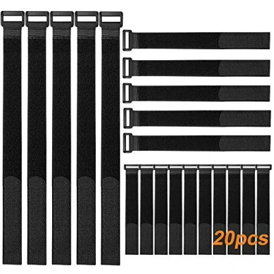 Immagine di FULARR 20Pcs Nylon Fascette Kit, Riutilizzabile Fermacavi &amp; Cavi Fascette, Hook e Loop Cinghia, Organizzatore Fastener, 3 Diverse Dimensioni Nero