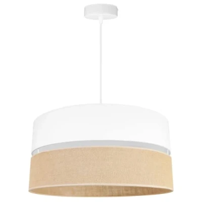 Immagine di Light Home Juta Lampadario a Sospensione Lampade in Metallo con Paralume Moderno E27 1 Luce 45 cm Bianco Base e