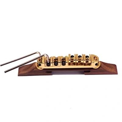 Immagine di Alnicov Selle a rullo placcate oro Set ponte in palissandro per chitarra jazz
