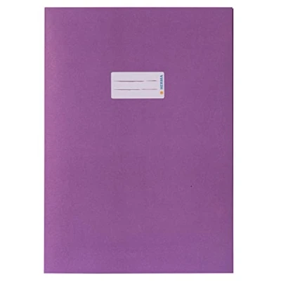 Immagine di HERMA 5536 copertine per quaderni, formato A4, in carta viola, 10 pezzi, con campo scrivere estremamente resistente e colori intensi, set quaderni scolastici, colorati