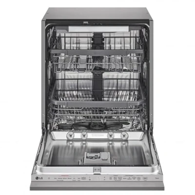 Immagine di LG QuadWash DB965TXS Lavastoviglie da Incasso a Scomparsa Totale, Serie 3, Classe B, 14 coperti, 4 Bracci Irroratori, Vapore, Cerniere Sliding, Apertura Automatica, 3 Cestello, Wi Fi, Acciaio