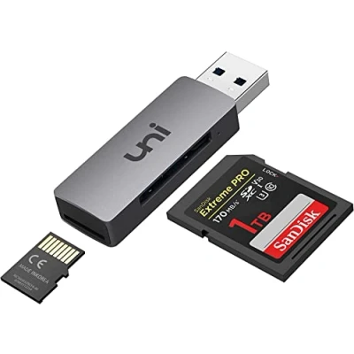 Immagine di lettore di schede SD, uni USB 3.0 a SD/Micro SD Card Adapter 2 in 1, memoria SD/TF alluminio per SDXC, SDHC, MMC, RS Micro SDHC