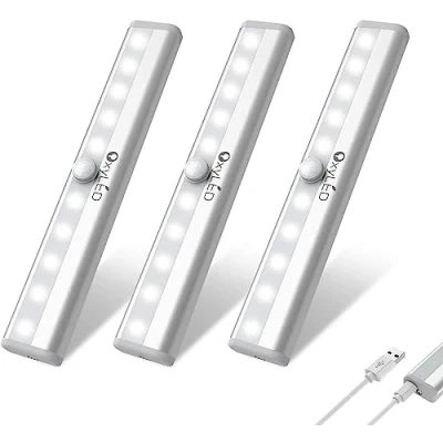 Immagine di OxyLED Luce Armadio Led con Sensore, Sottopensile Cucina Cabina USB Ricaricabile Auto On/Off Striscia Magnetica Sensore di Movimento per Scale Corridoio Garage