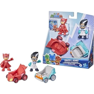 Immagine di Hasbro PJ Masks Super pigiamini, Gufetta vs Romeo, macchine da corsa giocattolo per età prescolare, set con 2 veicoli e personaggi, bambini dai 3 anni in su