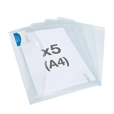 Immagine di Rapesco 1629 Cartellina Portadocumenti con Tasca ID, Formato A4+, Trasparente, Confezione da 5 cartelline