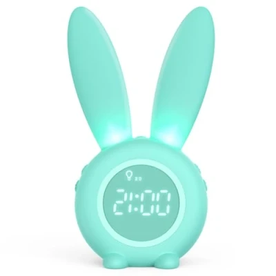Immagine di Homealexa Sveglia Bambini da Comodino di Coniglio con Luce Notturna Funzione Snooze Timer Lampada Orologio Tavolo Ricaricabile Senza Fili Regalo per Ragazzi Studenti (Verde)