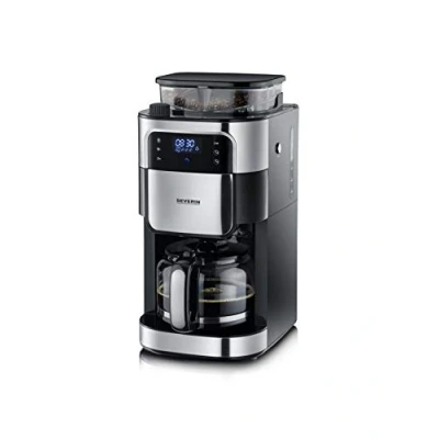 Immagine di Severin KA 4813 Macchina per il caffè Nero, Acciaio inox (spazzolato) Capacità tazze=10 Display, Caraffa in vetro, Con macina caffè, Funzione timer,