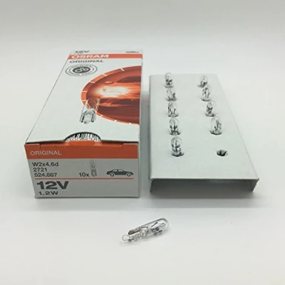 Immagine di Osram, 10 lampadine a bulbo per cruscotto dell&#039;auto 286 T5 da 12 V, 1,2 W, con attacco W2x4,6Dd 2721