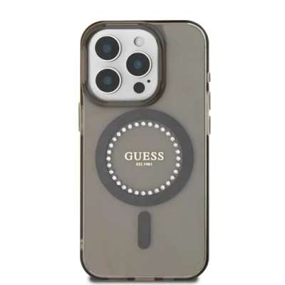 Immagine di CG MOBILE Guess Magsafe IML Custodia rigida con strass per iPhone 16 Pro Max nero