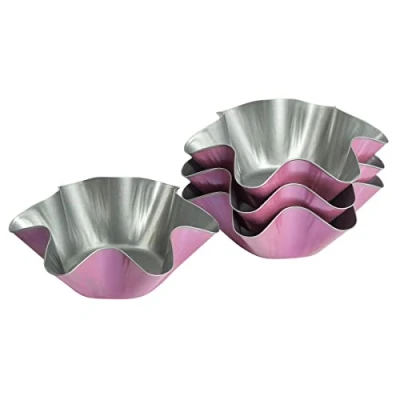 Immagine di Zenker Creative Studio Pirottini ondulati per dolci con rivestimento antiaderente, 4 pezzi, colore: rosa e argento