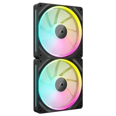 Immagine di CORSAIR iCUE LINK LX140 RGB 140 mm PWM Ventole Confezione Doppia Doppio Anello Luminoso Include System Hub Tecnologia AirGuide Nero