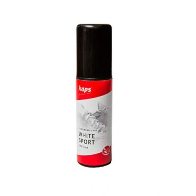 Immagine di Kaps Sbiancante per Scarpe e Restauro del Colore Calzature Sportive, da Ginnastica, Sneakers, Tessuto in Tela di Cuoio, con Applicatore Spugna, White Sport (75 ml 2,53 once)