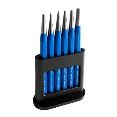 Immagine di S&amp;R Punzoni Cacciapunte Set 6pz: 1/2/3/4/5mm + Punzone Centrale 4mm in acciaio Cr V Made Germany