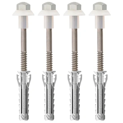 Immagine di Fischer WB 2 Inox Tasselli per Water WC e Bidet a Pavimento con Foro Verticale, 4 Pezzi, Vite in Acciaio AISI 430 Dado Nichelato