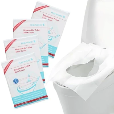 Immagine di 40 Pezzi Copriwater Usa e Getta,Copri WC Water Getta,Coprisedile di Carta Risciacquabile,Igienici portatile,per WC,Viaggio,425mm*360mm(Bianco)