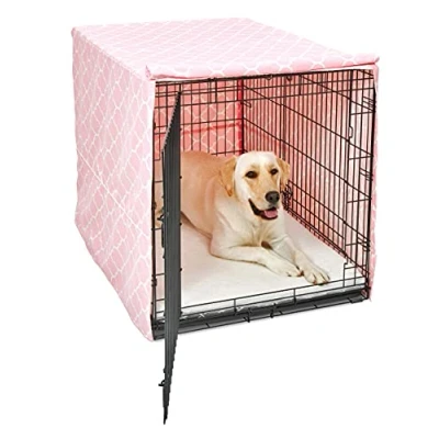 Immagine di New World, Copertura per gabbie cani con protezione in teflon, adatta a tutte le World e Midwest Homes for Pets lunghe 106,68 cm, motivo su fondo rosa, modello BCVR 42PKT