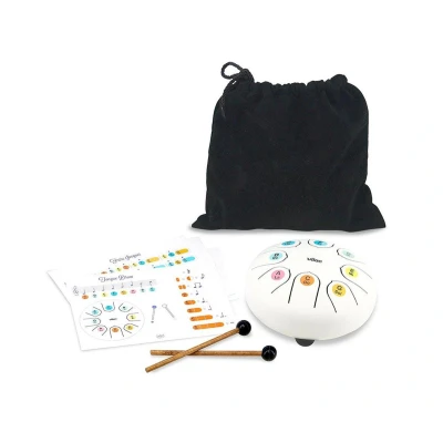 Immagine di Vilac Lingua Drum Strumento a percussione in metallo al Suono Zen, concesso Do Maggiore con Un&#039;Ottava, ideale per introdurre I Bambini alla Musica. Include partizioni e scheda esplicativa, 8379