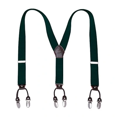 Immagine di KANGDAI Robusto Uomini Braces 6 Fibbie Y Indietro 10 colori Suspendenti regolabili elastici durevoli Forti clip metalliche (Verde scuro)