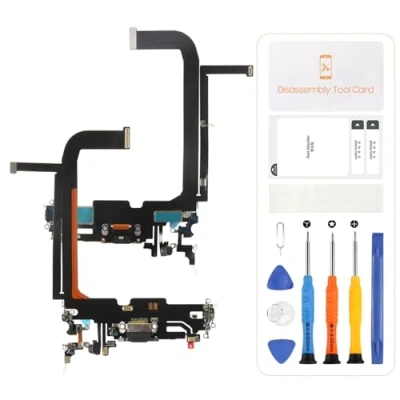Immagine di SRJTEK Connettore dock USB di ricambio per iPhone 13 Pro Max Porta ricarica A2643 cuffie A2484 Kit riparazione microfono/jack audio/antenna