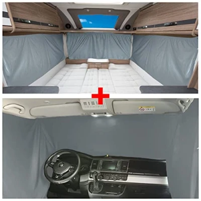 Immagine di BREMER SITZBEZÜGE Blackout Set di tende compatibili con VW T3 Transporter Caravelle Multivan dal 1979 al 1992, protezione solare da campeggio, accessori completi, oscuranti