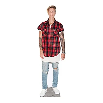 Immagine di STAR CUTOUTS Justin Bieber Red &amp; Black Life Size Cardboard Cut out, Multi Colour, 172 x 53 cm, sagoma in Cartone a grandezza Naturale, Multicolore